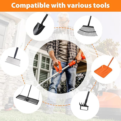 Labor-Saving Handle Tool for Lawn Leveling Rake Ergonomic Back-Saving Attachment for Garden Tools Universal Weed Eater Handle Replacement for Snow Shovels, Rakes, Lawn Trimmers, Orange