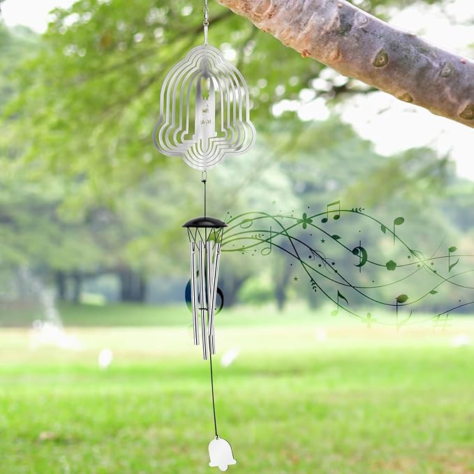 Wind Chimes with Bells Wind Spinner, Outdoor Garden Decor Wind Spinner, Gifts for Women, Mom, Retirement, Teacher, Parents Birthday, Memorial Gift for Garden Porch Patio Home Decor