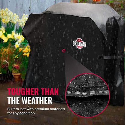 Grillman Grill Cover, BBQ Outdoor Grill Covers, Charcoal, Gas Grills, Waterproof, Rip-Proof, Weather-Resistant, Anti-UV, Barbecue Cover for Weber, Genesis, Charbroil, Nexgrill, etc (Black, 72 Inch)