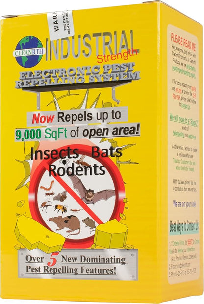 CLEANRTH CIN009 Industrial Electronic Pest Repelling System - Demands Insects, Bats, and Rodents to Flee