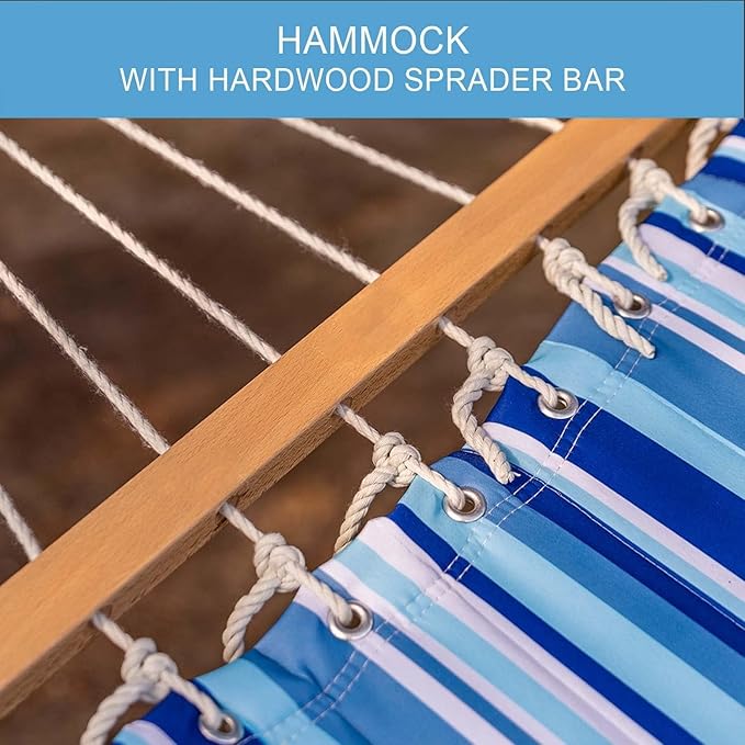 Lazy Daze Hammocks 12 FT Quilted Fabric Double Hammock with Spreader Bars and Detachable Pillow, 450lbs Weight Capacity
