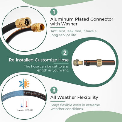 Giraffe Tools Leader Hose 5/8" x 10ft, Custom Length, No Kink, Flexible, Leakproof Water Hose, Male Female Fittings, 600 Burst PSI, 10ft, Black Orange