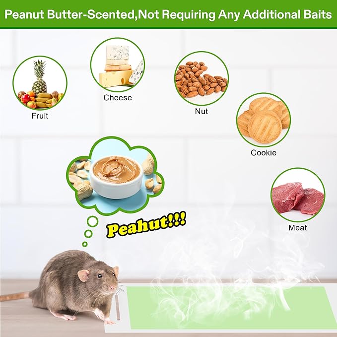 Qualirey 8 Pack Sticky Mouse Traps 8 x 14 Large Sticky Rat & Mouse Glue Boards for Inside Outside, Pre Scented Non Toxic Adhesive Traps with Enhanced Stickiness for Rat Mice Snake, Pet Safe