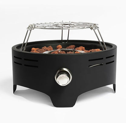 15" Portable Propane Tabletop Fire Pit, 40000 BTU Outdoor Gas Fire Bowl with Lid & Lava Rocks, Compact Steel Patio Heater for Camping, Balcony, Garden, Backyard, Easy Ignition & Adjustable Flame