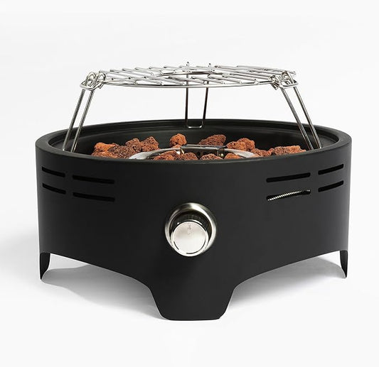 15" Portable Propane Tabletop Fire Pit, 40000 BTU Outdoor Gas Fire Bowl with Lid & Lava Rocks, Compact Steel Patio Heater for Camping, Balcony, Garden, Backyard, Easy Ignition & Adjustable Flame