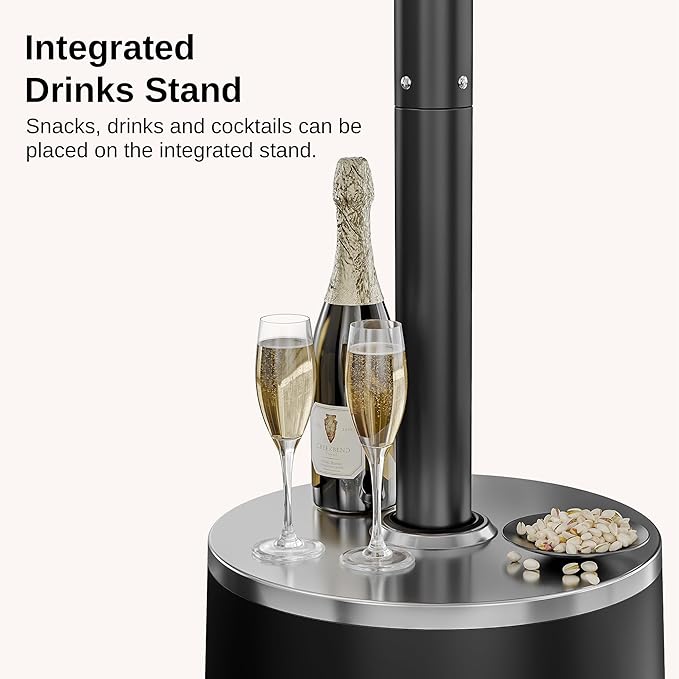 EAST OAK 50,000 BTU Patio Heater with Sand Box, Table Design, Double-Layer Stainless Steel Burner, Wheels, Triple Protection System, Outdoor Heater for Home and Residential, Polar Night