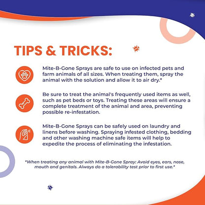 Mite Killer Treatment Spray Pack by Mite-B-Gone | Kills All Types of Mites, Dust, Spider, Rat, Carpet & Bird Mites | Safe for Homes, Furniture & Pets | Non-Toxic | Kid & Pet Friendly | 1 Gal 4-Pack