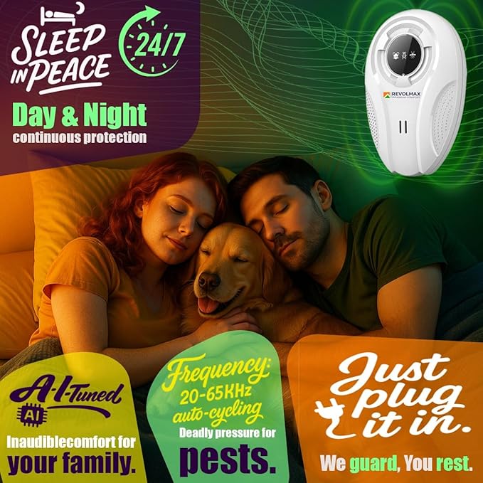 T-Ultrasonic Pest Control Repeller - Indoor Plug-in for Mice, Rats, Squirrels, Roaches, Ants, Spiders, Fleas, Bed Bugs, Bats 6 - Pack Rodent & Insect Repellent, Roach Killer, Mosquito Repellent