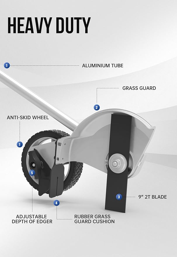 Wild Badger Power Edger Lawn Tool 9" 2T Cutting Blade Lawn Edger Attachment up to 2.2" Depth