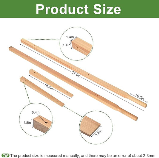 Nisorpa Wood Replacement Wheelbarrow Handles with 2 Wheelbarrow Wedge Heavy Duty Hardwood Wheelbarrow Handles Replacement Kit with Tough Seal Coat and Pre Drilled Holes for Wheelbarrows