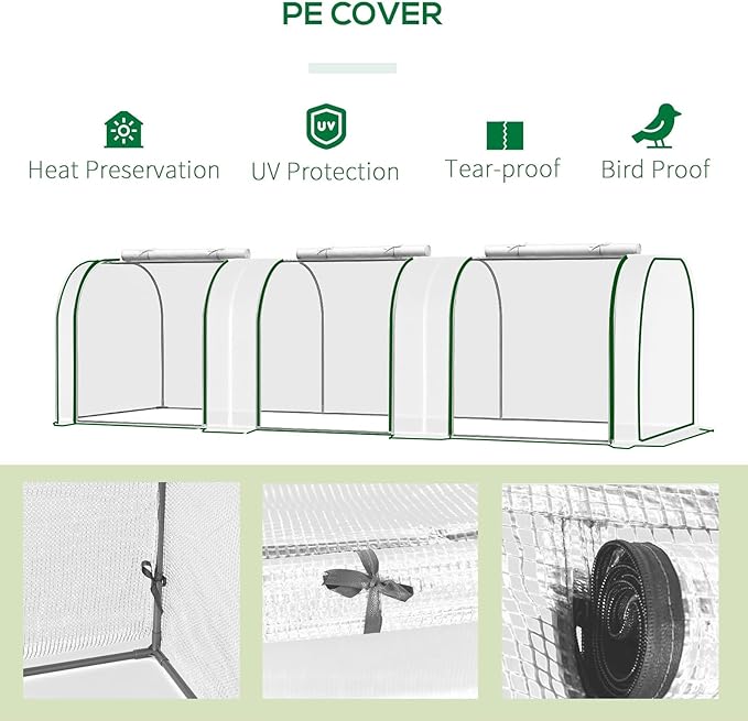 Greenhouses for Outdoors Heavy Duty, Large Walk in Green Houses for Outside with Roll-Up Door & Reinforced Frame