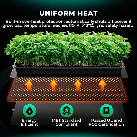 MARS HYDRO 10''x 20.75'' Seedling Heat Mat with Thermostat Heating Pad IP67 Waterproof, Easy to Clean, for Seedling, Germination, Clone, Reptile