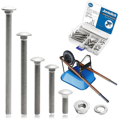 5/16-18 Carriage Bolts Set 40pcs Wheelbarrow Handles Replacement Kit 304 Stainless Steel Nut and Bolt Set Assortment Kit Compatible for Jackson Wheelbarrow Rebuild, Furniture Repair, Wood Joining