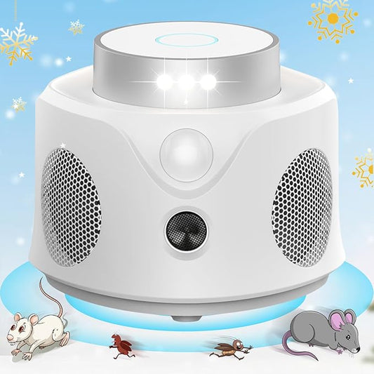 Ultrasonic Pest Repellent Indoor,Rodent Repeller Ultrasonic Plug in,Squirrel Mice/Rat Repellent Attic for House,Electronic Ultrasonic Mouse Repellent Devices,9 LED Strobe Lights 3 Model Switch