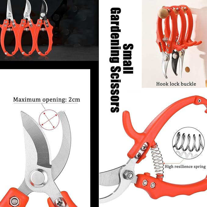 2-Pack Garden Shears Pruning, Flower Scissors for Cutting Fresh Flowers, Professional Garden Clippers Set & Plant Trimmers for Tree, Gardening, Ergonomic Handle