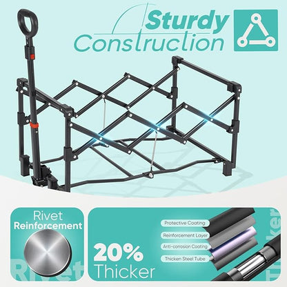Sekey Collapsible Wagon Cart Foldable with 220LBS Weight Capacity, Lightweight Portable Folding Grocery Shopping Cart with Wheels for Camping Sports Beach and Shopping.Black