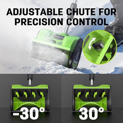 STEELITE 21V Snow Shovel and Leaf Blower Combo, 12-Inch Clearing, 20-Foot Throw, Includes 2×4.0Ah Batteries & 2 Quick Chargers, Extended Runtime (Ships in 2 Packages)