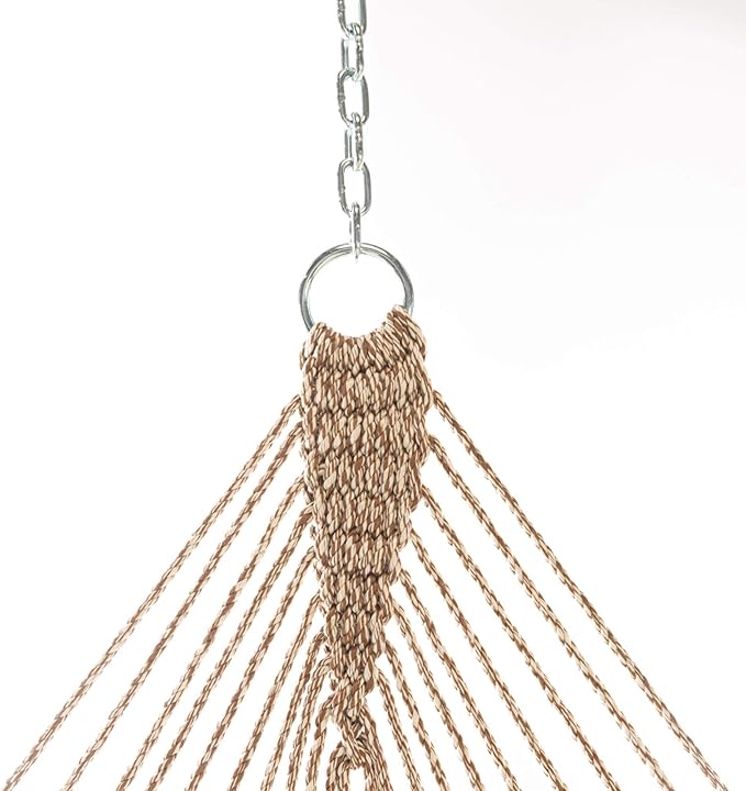 Original Pawleys Island Deluxe Antique Brown Oatmeal Heirloom DuraCord Rope Hammock – 13 ft. x 65 in, 2-Person, 450 lb Capacity, Oak Spreader Bar, Zinc-Plated Hardware, Handcrafted in The USA