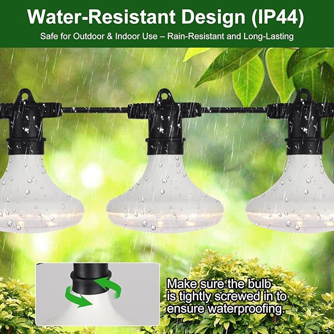 Outdoor Grow Lights Waterproof, Full Spectrum String Grow Light with 22FT Light String Cord for Seedling, Veg, Flower in Greenhouse, Garden, Backyard, Farm (12 Lights, with Smart Plug)