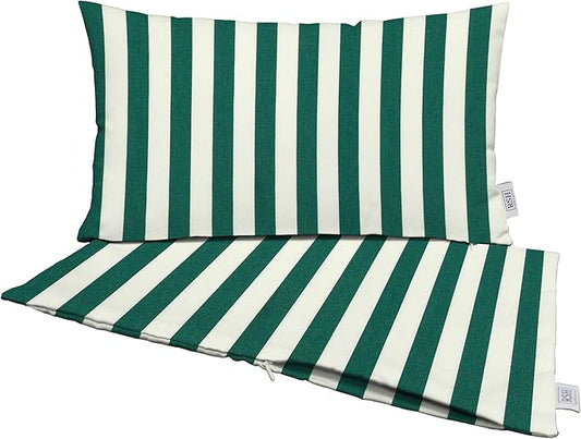 RSH DECOR: Sunbrella Pillow Covers Set of 2 | Covers Only - 26" x 16" | Outdoor Lumbar Pillow Covers Crafted with Sunbrella Performance Fabric | Mason Forest Green