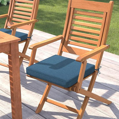 Magpie Fabrics Indoor Outdoor Waterproof Square Chair Cushion, 18" x 18" x 2.5", 2 Pack, Water Resistant Seat Cushions, for Patio Garden Office, Dark Blue