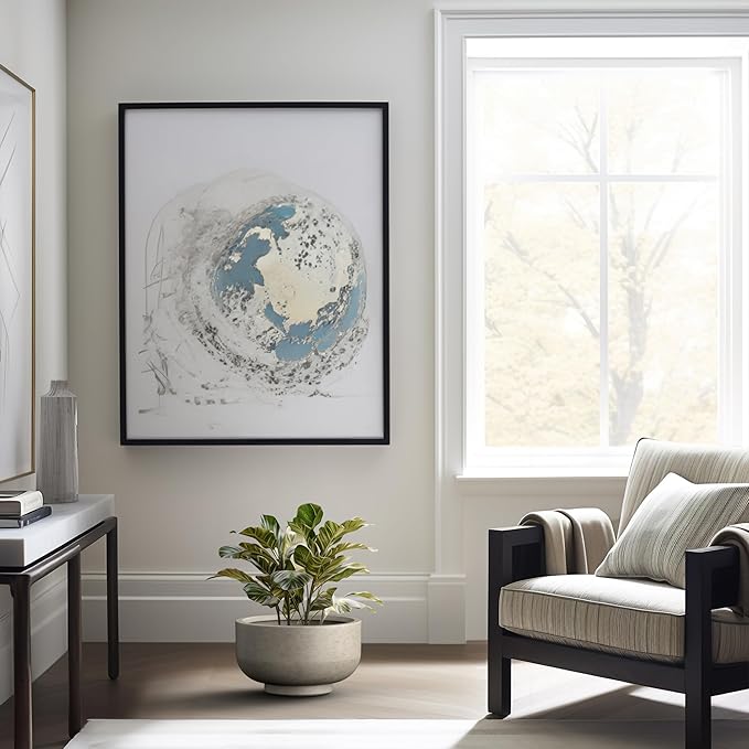 Kante 13.8 Inch Dia Concrete Bowl Planter, Large Tapered Bottom Plant Pot with Drainage, Smooth Weathered Concrete Finish with Warm Brown Interior, Ideal for Porch, Home, Garden, Patio