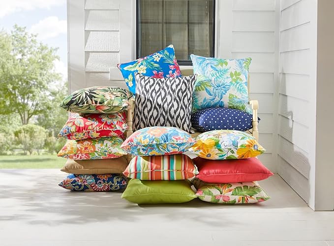 BrylaneHome 20" Square Throw Pillow - Patio & Outdoor - Water, Stain & Fade Resistant - Khaki