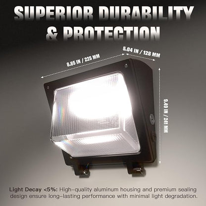LED Wall Pack Light 75/65/50W with Dusk-to-Dawn Sensor, 11250 LM 6000/5000/4000K LED Security Flood Lighting, 120V Outdoor Wall Lights for Parking Lots|Warehouses|Factories|Yard