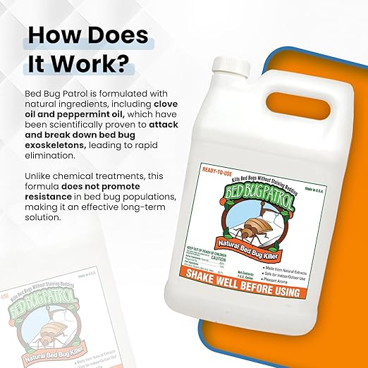 Natural Bed Bug Killer Spray – 4 Gallon Value Pack (512oz) – Child & Pet Friendly, Non-Toxic Pest Control for Mattresses, Hotels, Vehicles, Offices, Furniture & Carpets