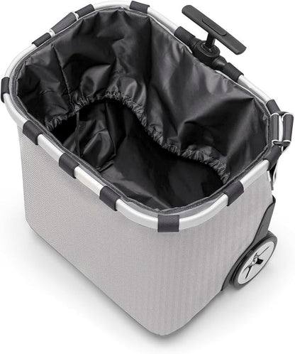 reisenthel carrycruiser Herringbone Grey - Portable Shopping Trolley with Sturdy Aluminum Frame, Shoulder Strap and Removable mesh Inner Bag -Water-Repellent