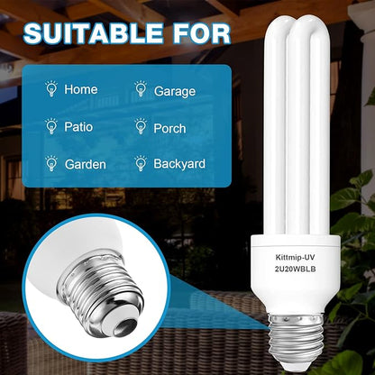 2 Pieces Bug Zapper Light Bulb 2U Type E27 20W Replacement Bulbs Compatible with Homesuit, Keuomy, Yluces, Yissvic, Powify and Other Models Bug Zapper