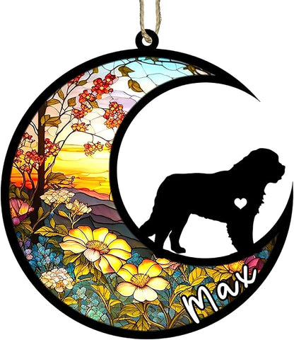Personalized Dog Memorial, Custom Name Saint Bernard Dog Christmas Ornament with Name, Custom Breeds, Pet Loss Light Catcher, Gifts for Lovers Loss of Pet Sympathy on Mothers Day Christmas