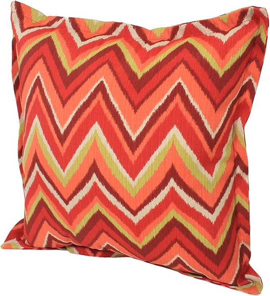 Comfort Classics Set of 2 Outdoor French Edge Border Pillows 17x17x5. Polyester Fabric Red Flame Stitch Inc.