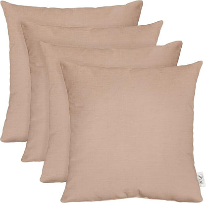 RSH DECOR: Sunbrella Play Square Throw Pillows Set of 4 | 17" x 17" | Water and Fade-Resistant Performance Fabric | Outdoor Pillow Covers with Down-Alternative Inserts | Play Cameo
