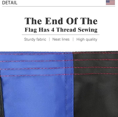 Embroidered Blue Line American Flag for Outside 3x5 Polyester Fiber American Flag Blue Line Bright Color with Durable Canvas Header and 2 Non Fading Brass Grommets