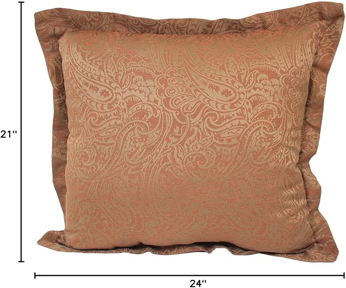 Comfort Classics Set of 2 Outdoor Patio Pillow Back with Flange 21" L x 24" W x 5.5" H. Polyester Fabric Paisley Rust Inc.
