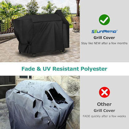 SunPatio Grill Cover Compatible with Pit Boss Austin XL/Rancher XL Wood Pellet Grill, All Weather Protection BBQ Cover, Black