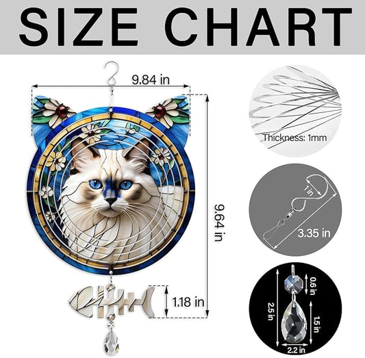 Birman Cat Wind Spinner, Birman Cat Wind Spinner Hanging for Yard and Garden