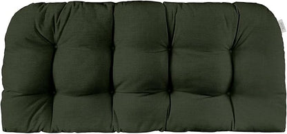 RSH DECOR: Sunbrella Play Tufted Wicker Loveseat Cushion | 44" x 22" | Outdoor Settee Cushion for Patio Furniture | Crafted with Sunbrella Performance Fabric| Play Jungle