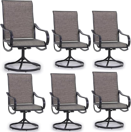 MFSTUDIO Outdoor Swivel Patio Chairs Set of 6, Patio Dining Chairs with Breathable Textilene Fabric & Metal Frame, Weather-Resistant Outdoor Furniture Chairs for Deck, Backyard, Lawn,Garden