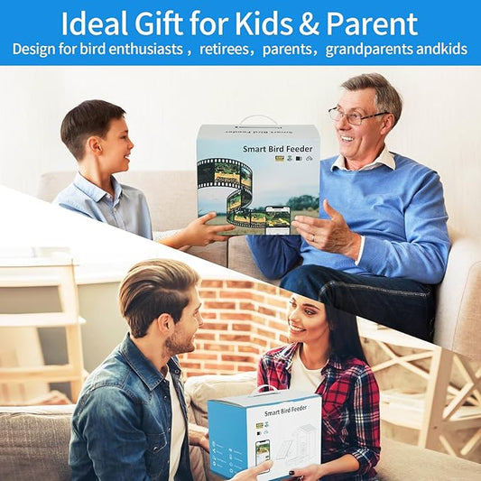 Smart Bird Feeder with Camera Solar Powered, 2.5K HD AI Identify 10000+ Species, Color Night Vision, 1.5L Bamboo Wood Feeder House Outside, Auto Capture & Notify, Ideal Gift for Bird Lovers