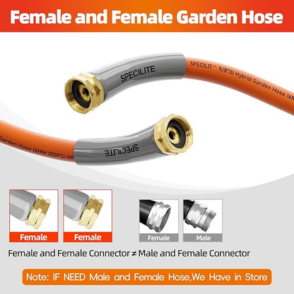 SPECILITE Garden Water Hose 15 ft x 5/8 in with Female to Female Connector, Small Leader Hose for Hose Reel, Heavy Duty, Flexible & Lightweight, Water Pipe, Outdoor Water Hose Extension Adapter