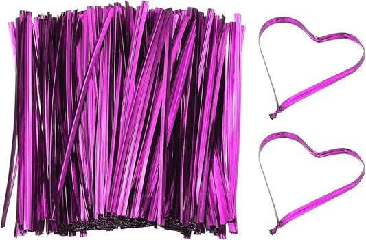 PATIKIL Bag Twist Ties 5 Inch, 800 Pcs Metallic Bread Ties for Treat Plastic Bags Gift Wrapping Candy Coffee Bag Plant Party Cake Favor, Rose Red