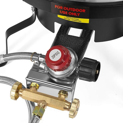 Barton 52Qt Turkey Deep Fryer w/High Pressure Burner All Purpose Aluminum 80,000 BTU Outdoor Boiler Roaster Clam Bake Crawfish Pot Boiling Lid Seafood Cajun Gas Stove Burner Stand Injector