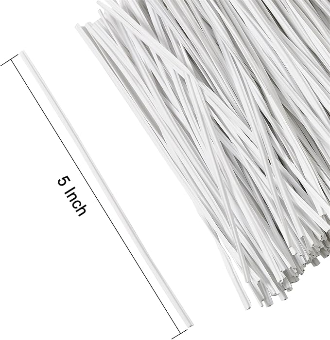 300 pcs 5 inches White Plastic Twist Ties, Cable Ties, for Bags, Gardening Tools