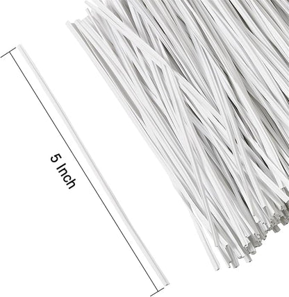 300 pcs 5 inches White Plastic Twist Ties, Cable Ties, for Bags, Gardening Tools