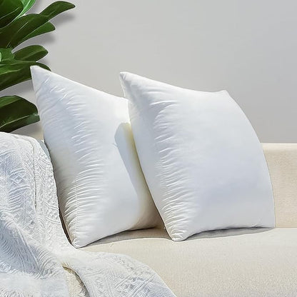 16x16 Inch Outdoor Throw Pillow Inserts, Pack of 2 - Premium Water-Resistant Decorative Pillows Stuffer for Patio Furniture,Sofas,Chairs &Porch Swing - White