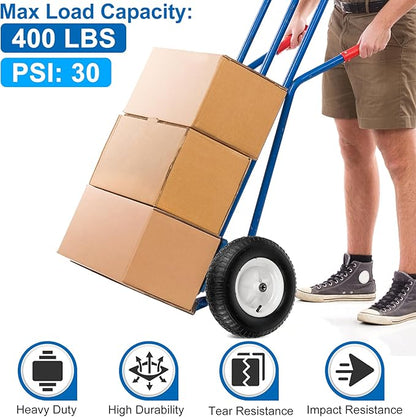 4.80/4.00-8" Wheelbarrow Tubed Tires and Wheels, 16" Universal Fit Pneumatic Tires with 3/4" or 5/8" Bearing, 3"-7" Hub, Adapter Kit Hand Truck Wheels Replacement for Garden Trailer, Wagons, 2 PCS