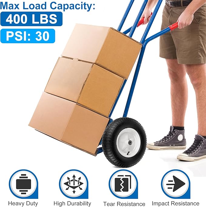 4.80/4.00-8" Wheelbarrow Tubed Tire and Wheel, 16" Universal Fit Pneumatic Tire with 3/4" or 5/8" Bearing, 3"-7" Hub, Adapter Kit Hand Truck Wheel Replacement for Garden Trailer, Wagons, 1 PCS