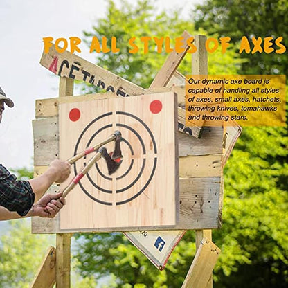 Axe Throwing Wooden Target with Handles & KnifeThrowing with Steel Chain